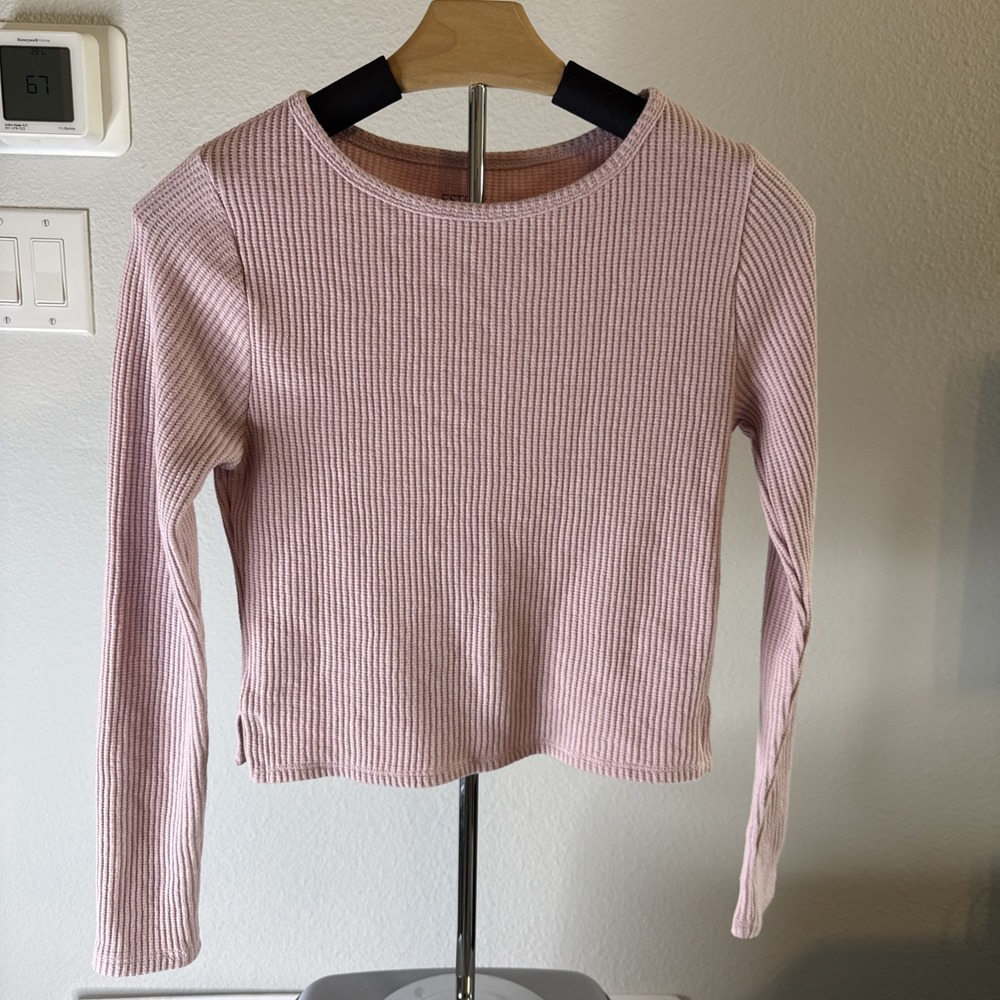 Pacsun Est. PAC 1980 Cropped Thermal Long Sleeve‎ Top Pink Size S Juniors